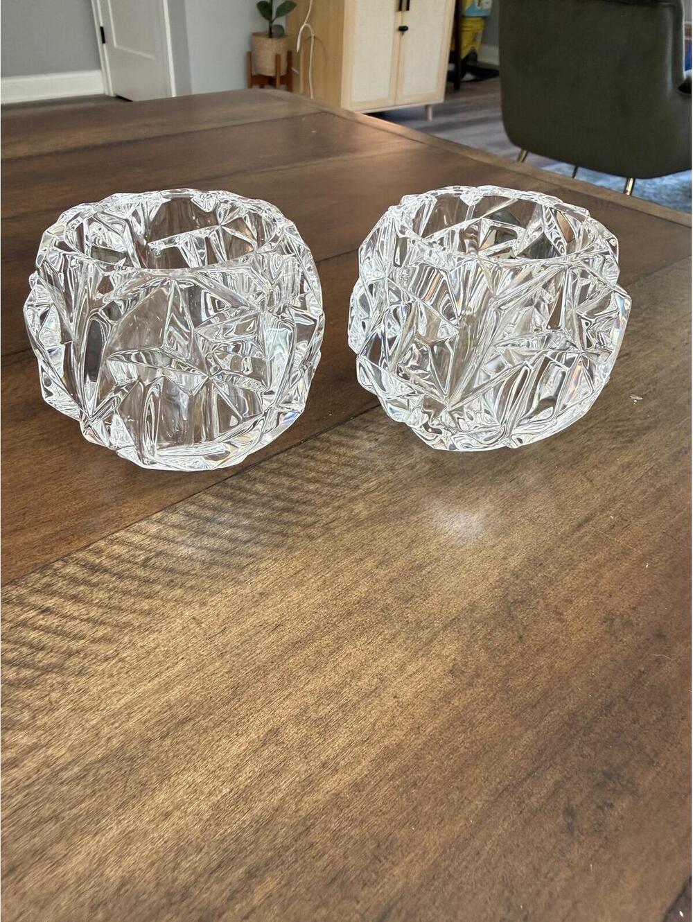 Set of 2 Vintage Crystal Tiffany & Co Votive Holders
